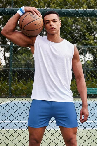 Vista 3 de COOFANDY Paquete de 2 pantalones cortos de entrenamiento de gimnasio para hombre, pantalones de malla ligeros para culturismo, entrenamiento