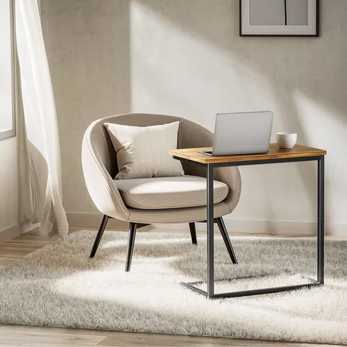Vista 5 de Pipishell - Mesa auxiliar en forma de C de 27 pulgadas de alto, mesa lateral para sofá deslizable debajo, mesa de sofá en forma de C para sala