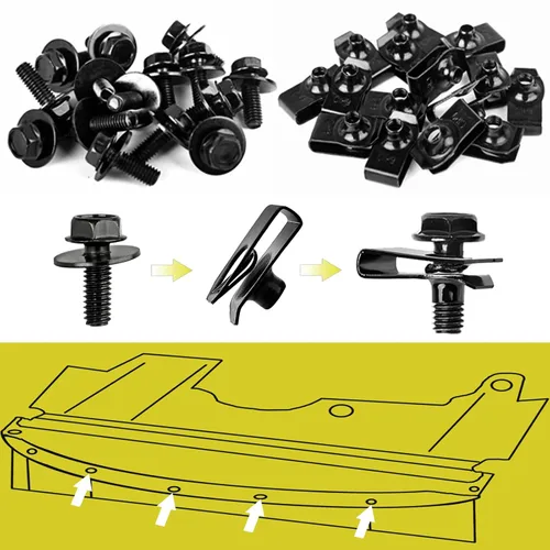 Vista 6 de Xislet 45 piezas de estilo universal para motor, bajo cubierta, protección contra salpicaduras, pernos de carrocería para parachoques, guardabarros