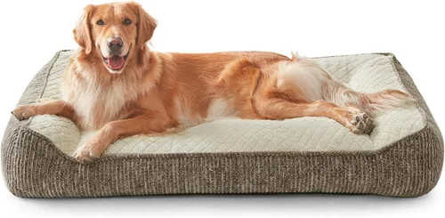 Vista 17 de JOEJOY Camas ortopédicas XL para perros de tamaño grande, extra gruesas, con apoyo y laterales, sofá cama ultrasuave para perros grandes, color Beige