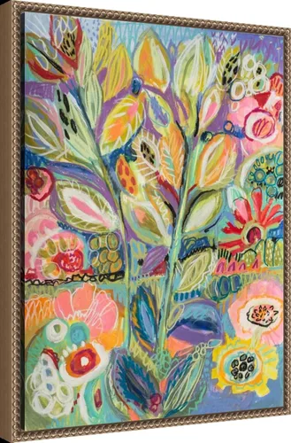 Vista 2 de Amanti Art Lienzo enmarcado para pared, 24 x 18 pulgadas, jardín de fantasía II, por Karen Fields, lienzo enmarcado para pared, arte abstracto
