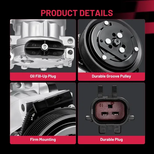 Vista 6 de BDFHYK 58553 Compresor de aire acondicionado con embrague compatible con Dodge 1994 1995 Dakota Ram 1500 2500 3500, reemplaza 2004359, 271300, 4359