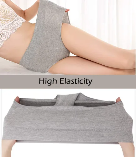 Vista 3 de UMMISS - Ropa interior de algodón de cintura alta para mujer cobertura completa suave cómoda multi paquete