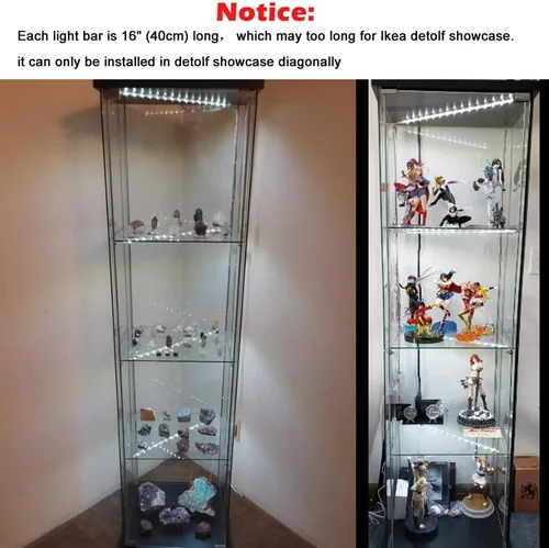 Vista 6 de Kit de barra de luz con pantalla LED, (4) tiras de luces conectables enchufables de 16 pulgadas para gabinete de exhibición grande, serie + conexión