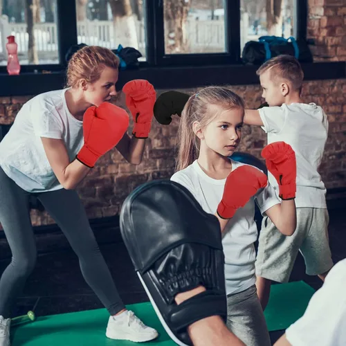 Vista 5 de 2 pares de guantes de boxeo para hombres y mujeres, guantes de entrenamiento de boxeo adecuados para principiantes y niños, juego profesional