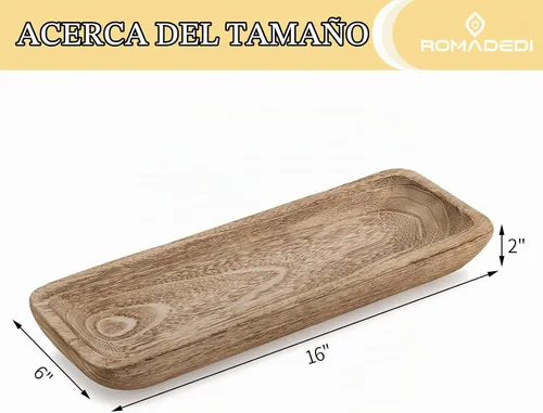 Vista 5 de Cuencos decorativos Romadedi para la decoración del hogar, cuenco de masa de madera para decoración, cuenco grande de madera de 16" para centros