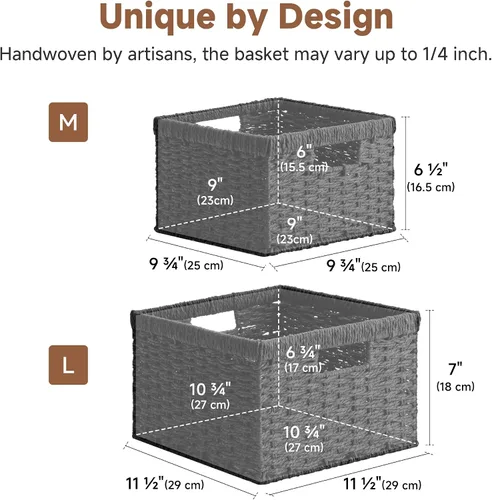Vista 2 de StorageWorks Cesta de mimbre con asa, cestas de almacenamiento de mimbre para organizar, cestas de almacenamiento decorativas para estantes, cuerda