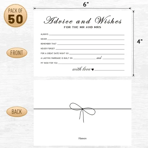 Vista 2 de Tarjetas de consejos y deseos para las nuevas parejas, señor y señora, novia y novio, recién casados, 50 tarjetas perfectas de consejos de boda