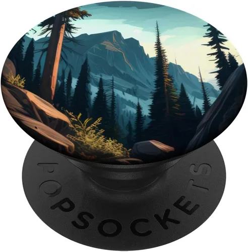 Vista 6 de Mountain Wilderness - Pinos para exteriores, senderismo, bosque terroso, PopSockets MagSafe PopGrip para iPhone