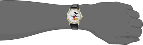 Vista 5 de Disney Mickey Mouse Classic Cardiff - Reloj analógico con correa de piel de cuarzo para adultos Negro