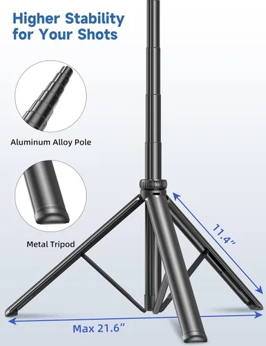 Vista 2 de Trípode de teléfono de 75 pulgadas, palo selfie con control remoto y soporte para teléfono, trípode extensible para iPhone, trípode de aluminio