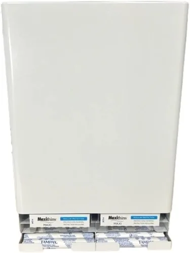 Vista 2 de GG Golden Group International, Dispensador expendedor de tampón y servilletas sanitarias, gabinete de acero con cerradura, montaje en pared, acero