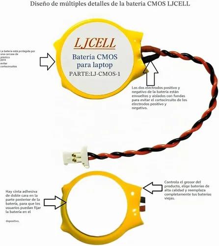 Vista 6 de Batería CMOS para computadora de escritorio Dell Alienware Alpha R1 Steam Machine i5 i7, Fix Yellow Light BIOS RTC CR2032 batería con 2 cables