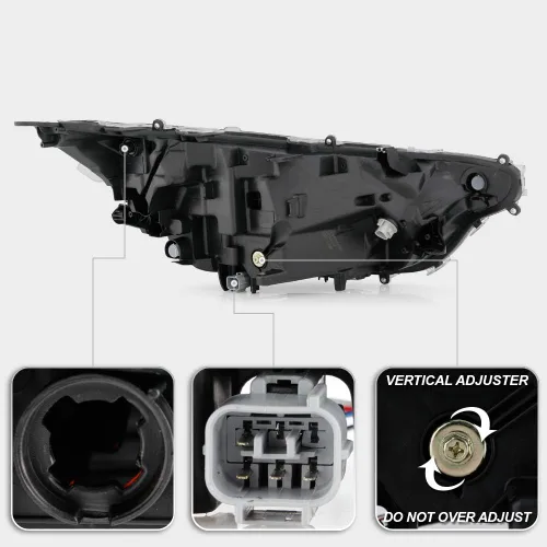 Vista 3 de ACANII - Para [estilo sin proyector] 2019-2021 Toyota RAV4 bisel negro LED faros delanteros montaje izquierda + derecha par