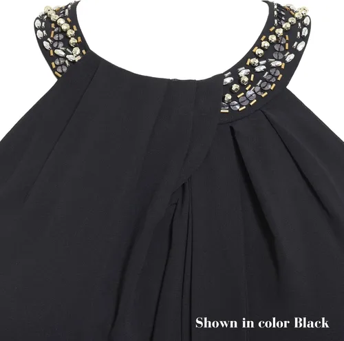 Vista 4 de S.L. Fashions - Vestido con escote halter y joyas en el cuello para mujer