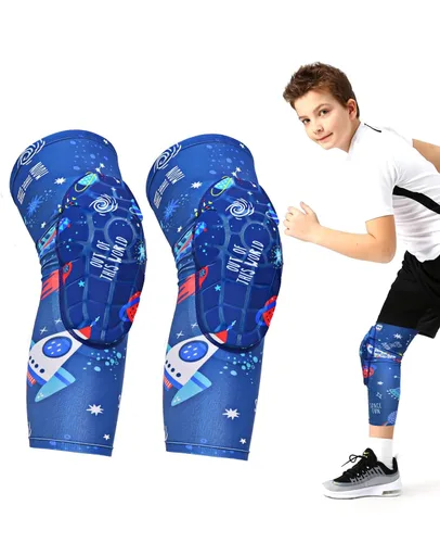 Vista 10 de AceList Rodilleras/coderas de niños/juvenil de 5-15 años, almohadillas de compresión en nido de abeja para deportes, almohadillas protectoras