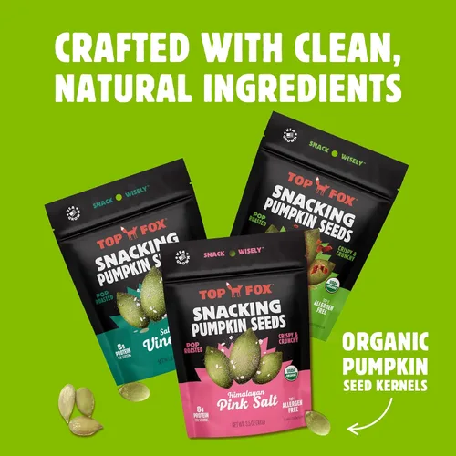 Vista 7 de Top Fox Snacks Semillas de calabaza para comer (Variedad, 3.5 oz) - Snacks sin gluten, snacks de proteínas, snacks keto, paleo y veganos - Tostadas