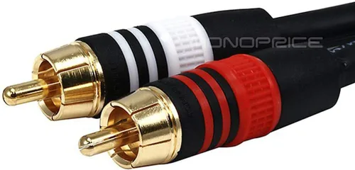 Vista 2 de Cable de audio Monoprice - 1.5 pies - Negro Premium estéreo macho a 2RCA macho 22AWG, chapado en oro