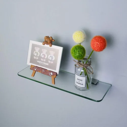 Vista 7 de JMBL Estante de exhibición decorativo flotante de vidrio templado montado en la pared, decoración de la oficina en el hogar, 7.87 pulgadas de largo