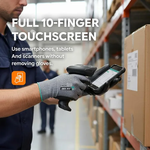 Vista 5 de DEX FIT Prime - Guantes de trabajo de nitrilo FN331, ajuste cómodo 3D, agarre antideslizante, duraderos, delgados, ligeros y frescos, compatibles