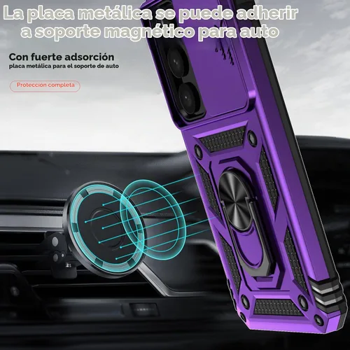 Vista 2 de Funda para Samsung Galaxy S25 Plus con cubierta deslizante para cámara, protector de pantalla HD [probado contra caídas de grado militar] soporte