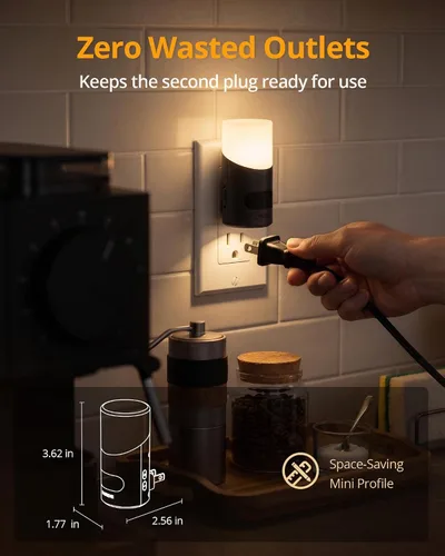 Vista 5 de Lyridz - Luces nocturnas LED enchufables en la pared con sensor de movimiento, luz nocturna regulable de 1 a 150 lm para interior, para dormitorio