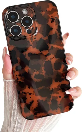 Vista 13 de Huahuacase Funda compatible con iPhone 11, diseño de caparazón de tortuga, retro, ámbar y marrón, estampado de guepardo leopardo, funda protectora