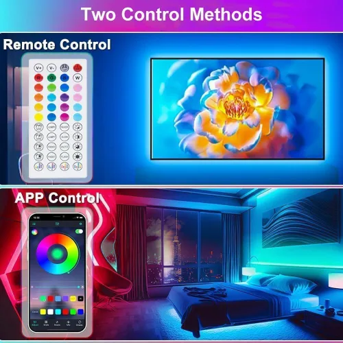 Vista 3 de PSTAR - Luces LED para TV, de 3.28 pies, retroiluminación RGB con sincronización de música, control remoto y por aplicación, alimentación por USB