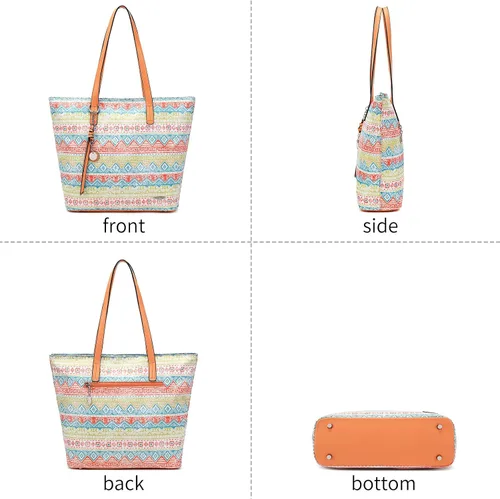 Vista 7 de Bolso tote de piel sintética suave para mujer con compartimento grande con cremallera