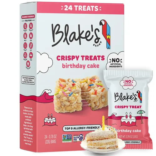 Vista 13 de Blake’s Seed Based, Birthday Cake - Golosinas de arroz crujiente sabor a torta de cumpleaños, sin nueces, gluten, lácteos, ni soya; snack saludable