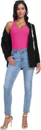 Vista 5 de Paquete de 3 camisetas sin mangas con espalda cruzada para mujer Negro+blanco+rosa