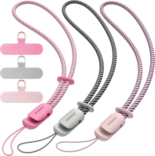 Vista 8 de SURPHY Paquete de 3 correas de muñeca para teléfono con lengüeta de sujeción para teléfono celular, correa para teléfono celular, correa para A