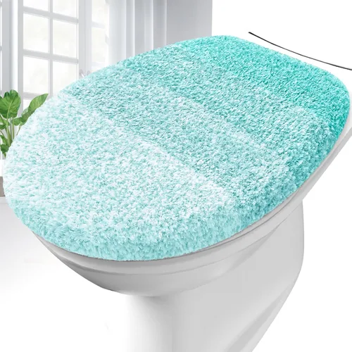 Vista 33 de OLANLY Funda de asiento de inodoro de microfibra suave para baño, cubiertas de asiento lavables a máquina, 17.5x15 pulgadas, con respaldo de goma