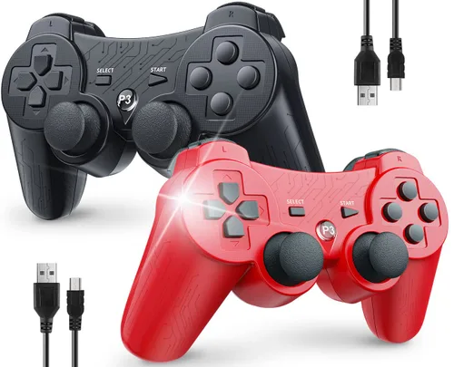 Vista 8 de OKHAHA Controller 2 Pack for PS3 Wireless Controller for Sony Playstation 3, Double Shock 3, Bluetooth, Rechargeable, Motion Sensor, Remote for PS3