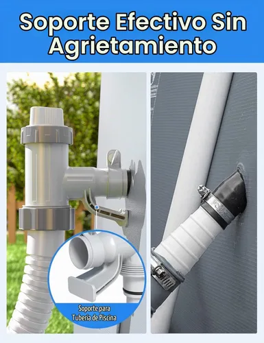 Vista 4 de POOLHACKER [Patentado] Válvula de émbolo Plus con adaptador de manguera de Adaptador de manguera de piscina, soporte de tubería, accesorios de 1