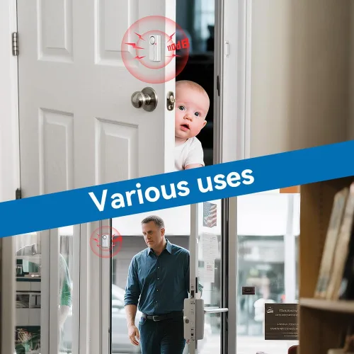Vista 5 de Alarmas de puerta para la seguridad de los niños, timbres de puerta ruidosos de 110 dB cuando se abre la puerta, sensor de puerta con control