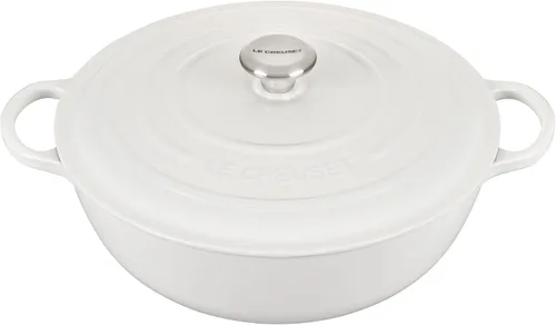 Vista 4 de Le Creuset Signature LS2514-3216SS - Horno de chef de hierro fundido, 7.5 cuartos de galón, color blanco