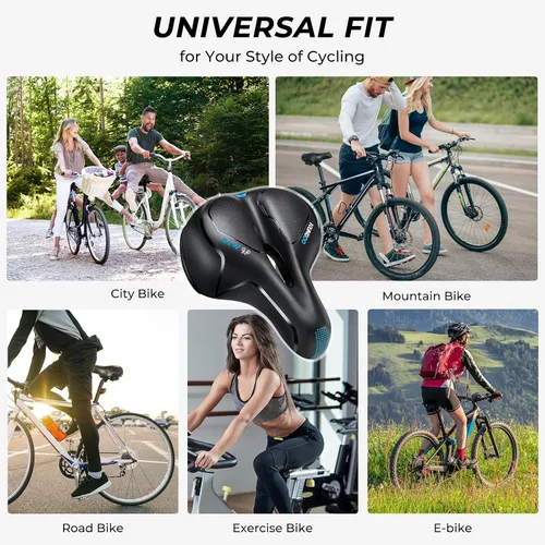 Vista 7 de YOUNGDO Asiento de bicicleta, cómodo y ancho para bicicleta de carretera, asiento de bicicleta de montaña transpirable, adecuado para bicicleta