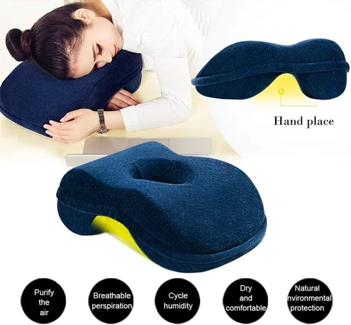 Vista 2 de WOWSEA Almohada suave con forma de dona, almohada ergonómica de algodón con memoria para dormir, almohada de siesta de escritorio de rebote lento
