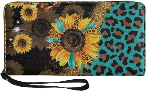 Vista 23 de Coldinair Cartera de piel sintética con cierre de cremallera para mujer, con bloqueo RFID, monedero para teléfono con correa para viaje, Añade tu