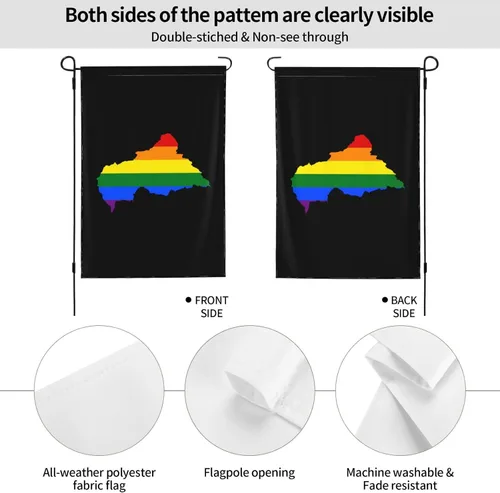 Vista 6 de LGBT Flag Map Of The Central African Republic Garden Flag 28"x40" Inch Double Sided Garden Flags Home Lawn Outdoor Decor Flags Party Banner Welcome