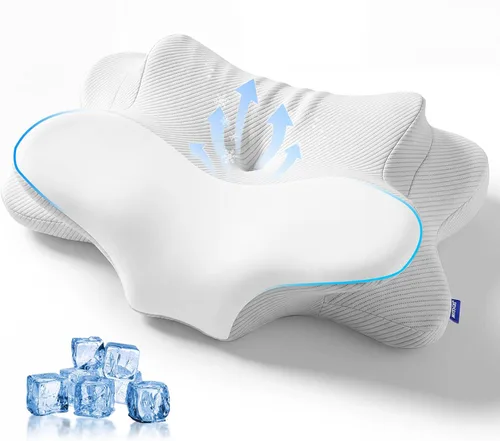 Vista 10 de Almohada cervical para el cuello – Almohada de espuma viscoelástica para aliviar el dolor de dormir, almohadas ergonómicas de contorno para dormir