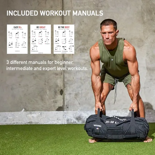Vista 3 de Elite Sports Saco de Arena para Entrenamiento Versátil e Intensivo de Músculos del Core, Entrenamiento de Fuerza con Colocación Estratégica de Asas