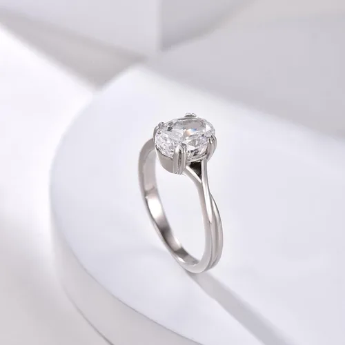 Vista 3 de Oval Engagement Ring for Women Crushed Ice Cut 2.5ct Cubic Zirconia Ring Solitaire 925 Sterling Silver Engagement Promise Ring