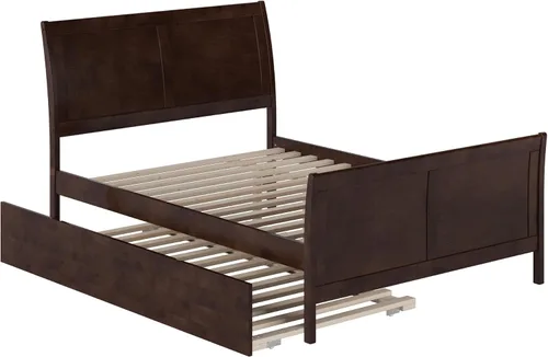 Vista 7 de AFI, Portland - Cama de plataforma matrimonial con estribo a juego con cama nido individual, color espresso