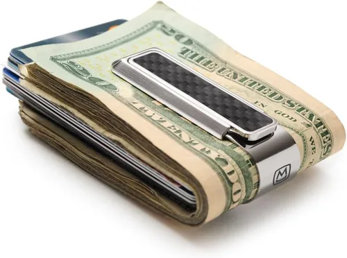 Vista 6 de M-Clip Clip de dinero de fibra de carbono, soporte para efectivo y tarjeta de crédito, alternativa de billetera minimalista
