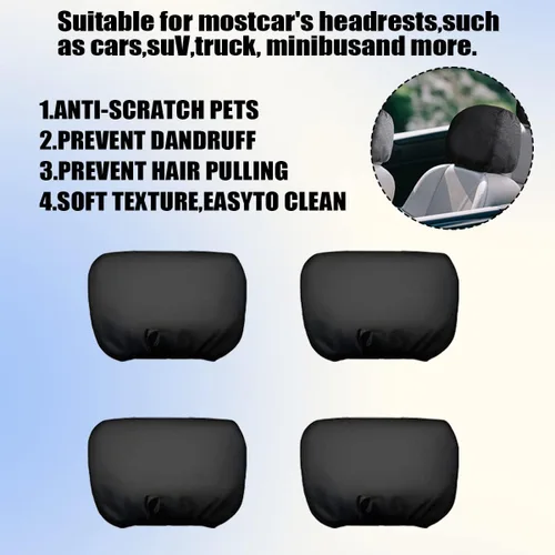 Vista 6 de 4 fundas para reposacabezas de automóvil, protector suave y transpirable para reposacabezas de asiento de automóvil, accesorios automotrices