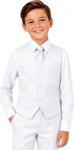 Vista 8 de Trajes para niños para portador de anillos de boda formal, traje de beige (4 piezas)