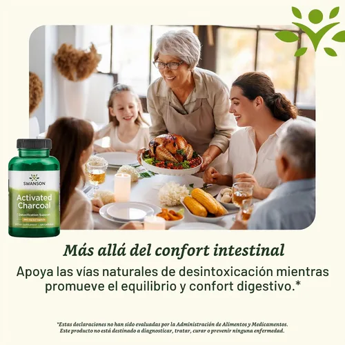 Vista 5 de Carbón activo 0,009 oz, 120 cápsulas de Swanson Premium, LAAM_B0047TP6D6, 1 Para adultos que buscan comodidad digestiva, 520 mg por porción, apoya
