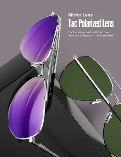 Vista 24 de LUENX, Aviator - Gafas de sol polarizadas, para hombres y mujeres, protección UV 400, con funda 60MM